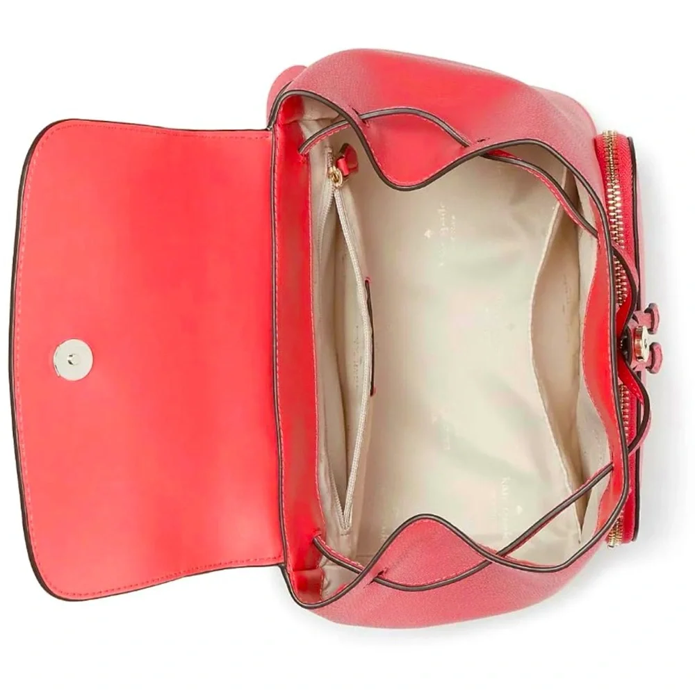 Kate Spade Kristi Medium Flap Leather Backpack in Bright Pink Peppe KA695